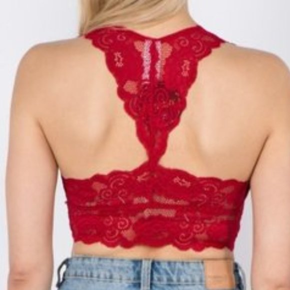 🟩NWT  **BOUTIQUE**    RED BRALETTE w/BEAUTIFUL LACE DETAIL - Picture 4 of 4